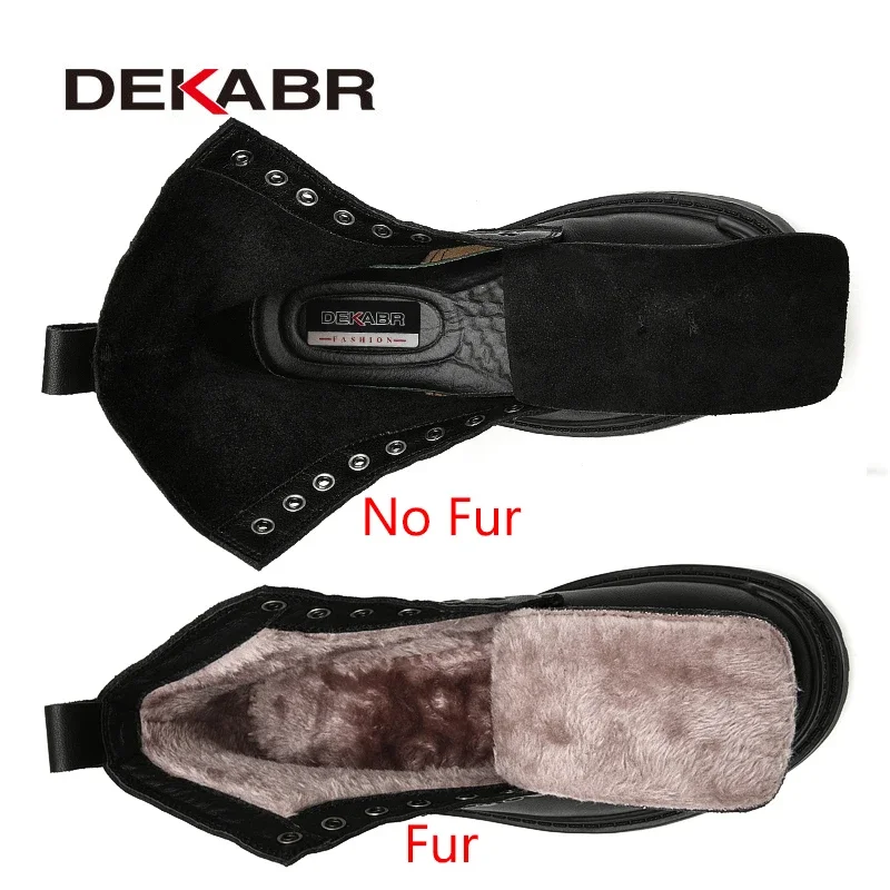 Genuine Leather Men's Ankle Boots High Top Shoes For Men Winter Fashion Male Motorcycle Footwear Snow Boots Size 38~48