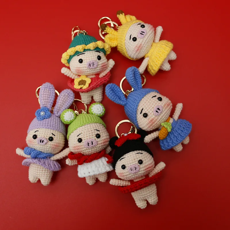 

Cute Cartoon Little Pig Handmade Knitted Doll, Creative Woolen Pendant, Finished Product, Boutique
