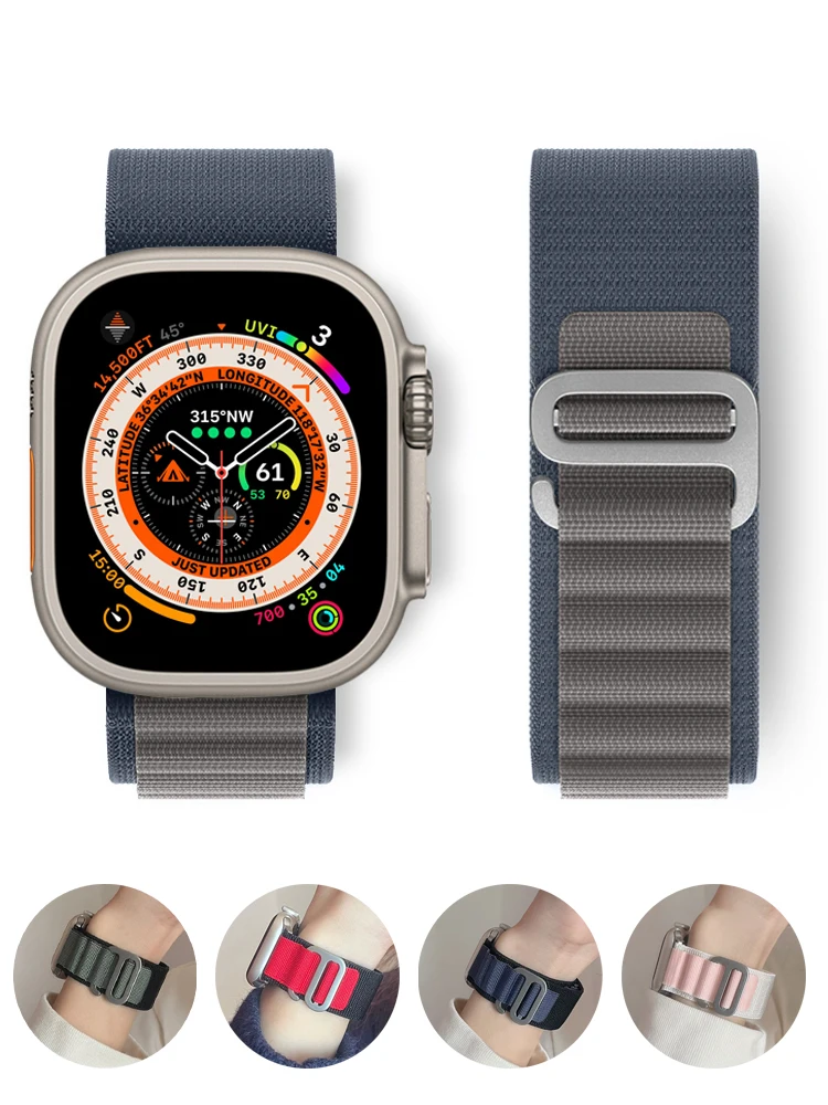 애플 워치용 알파인 루프 스트랩, 울트라 2 밴드, 44mm, 40mm, 45mm, 41mm, 38mm, 42mm, 49mm, 아이워치 시리즈 9, 7, 6, 5, 4, 3, se, 8 스트랩