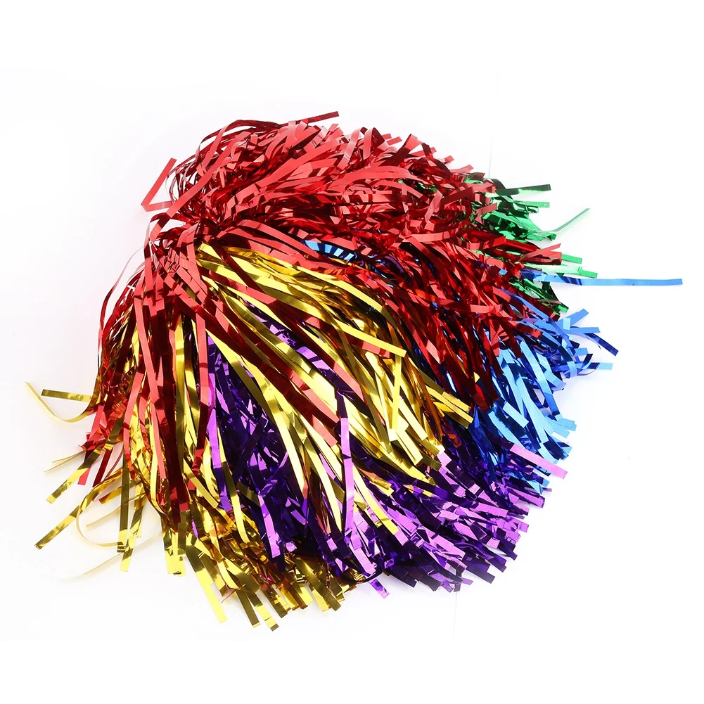 7 Colors Cheerleading Pom Poms For Kids Adults Non-Fading Metallic Streamer Pompoms Cheerleader Hand Flowers Dancing Team Sport