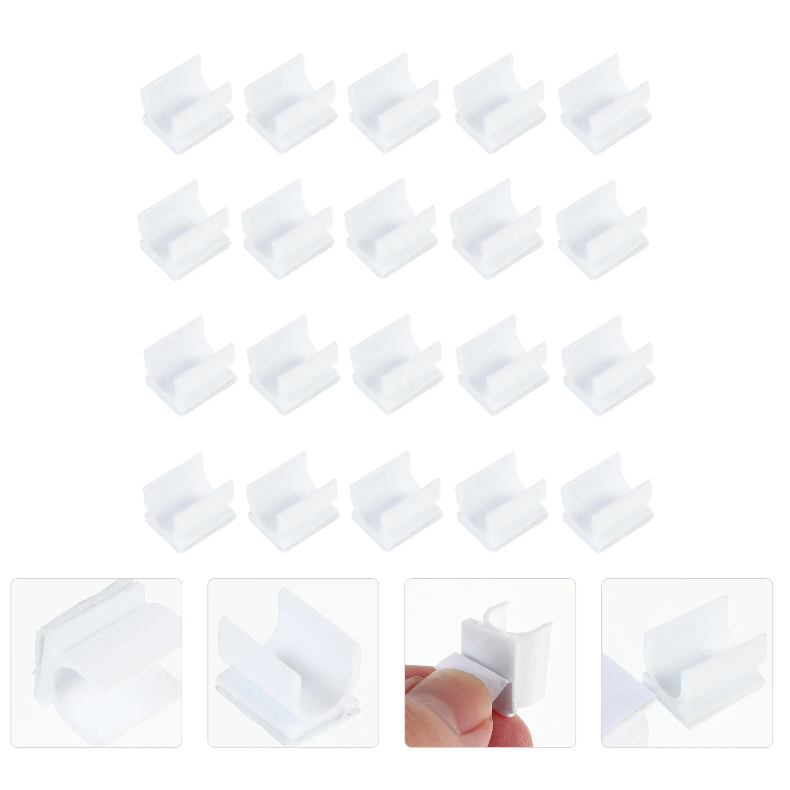 100Pcs Whiteboard Pen Clips Plastic Adhesive Pen Holders Pen Clamps for Storing Pens and Pencils White Color 3