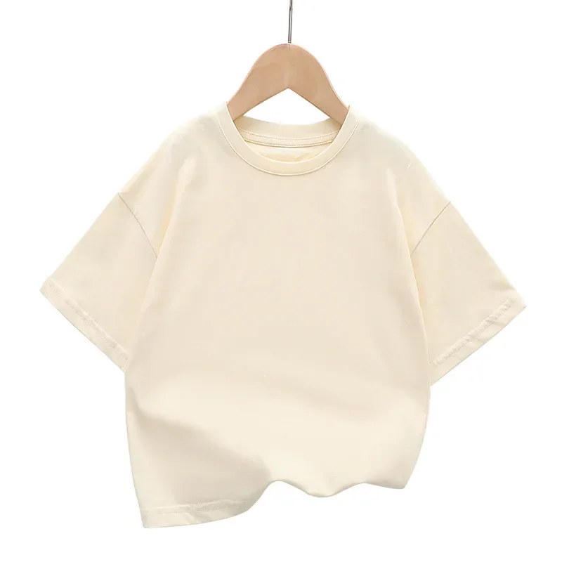 Summer Children's Short Sleeved T-shirt New Fashion Kids Shoulder Down T-shirt Top Cotton Trendy Student  Tee 2-12 Years Old 6