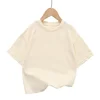 Summer Children's Short Sleeved T-shirt New Fashion Kids Shoulder Down T-shirt Top Cotton Trendy Student  Tee 2-12 Years Old 6