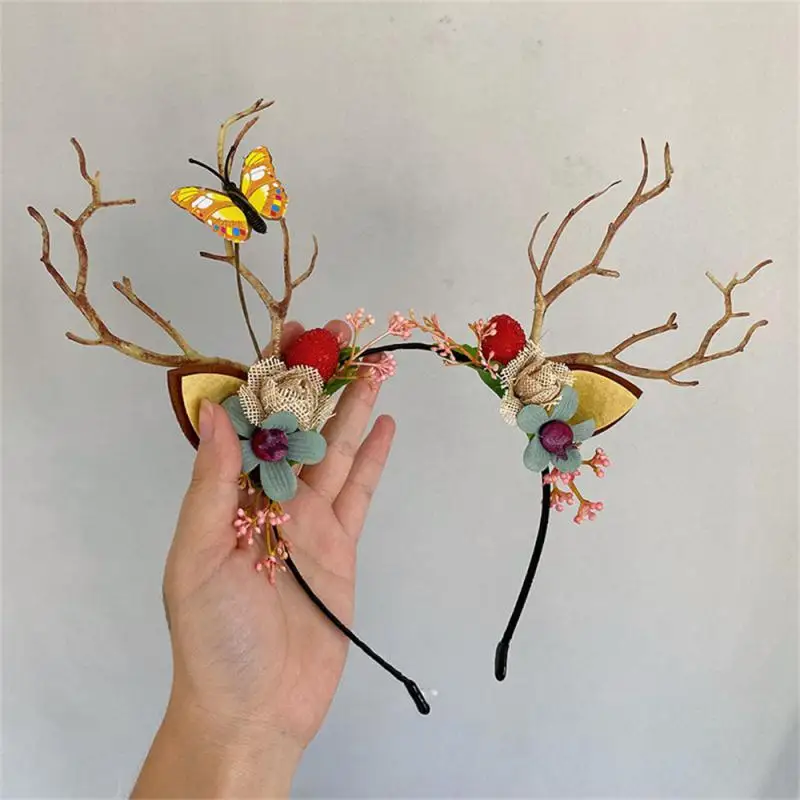 Christmas LED Light Antler Headband Cute Glowing Elf Elk Hair Hoop Hair Accessories Christmas Party Atmosphere Decoration