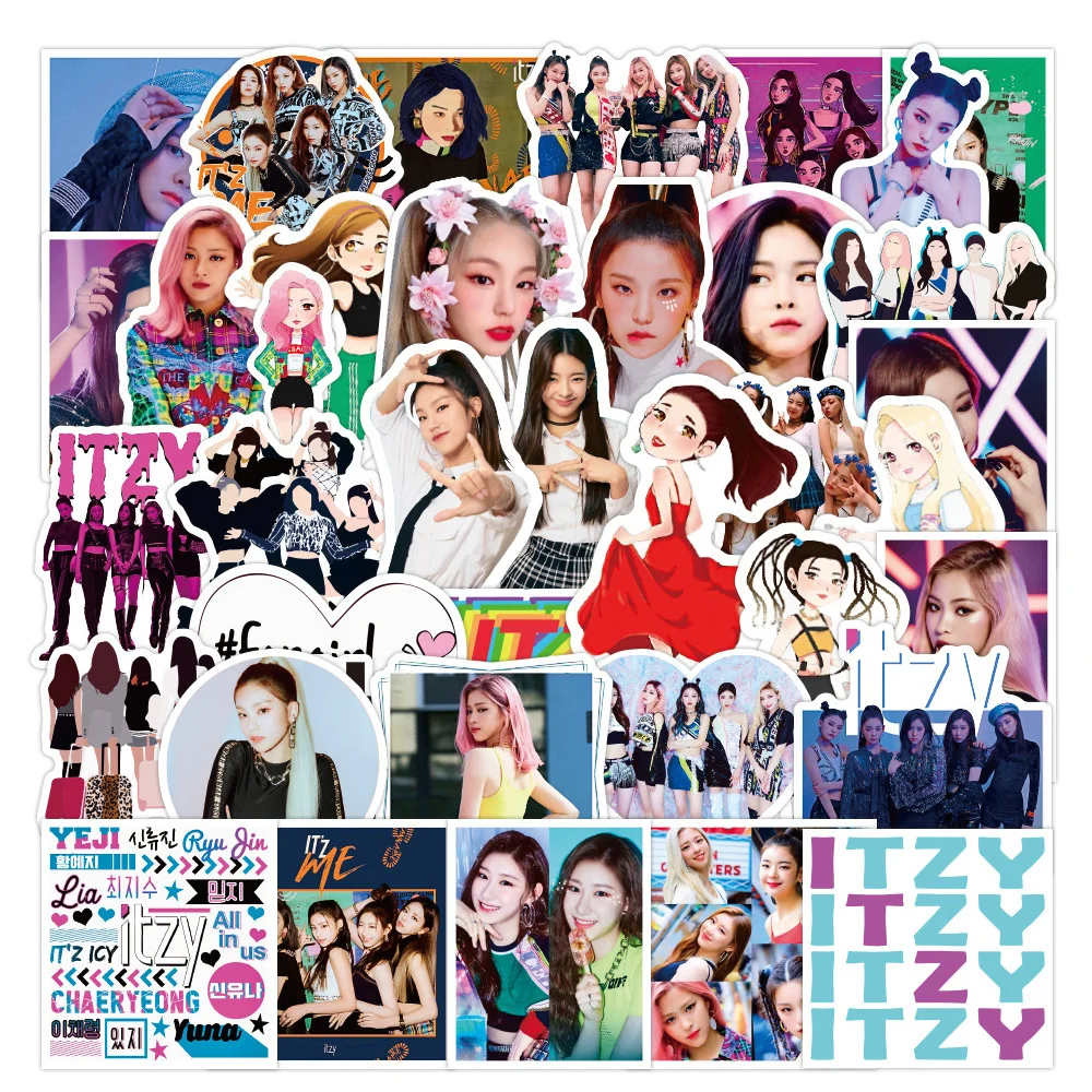 

10/30/50PCS ITZY Kpop Stickers Korean Girl Band Decoration Suitcase Scrapbook Phone Laptop Stationery Music Fan Kid Toy Sticker