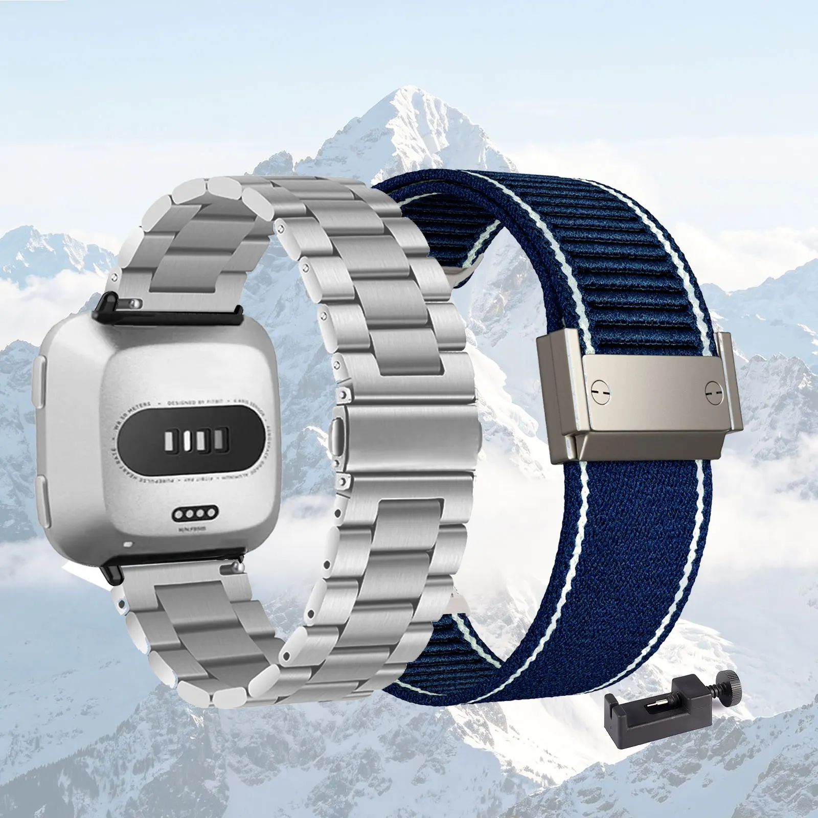 Set of Two Stylish Bands: Metal & Nylon Strap Duo