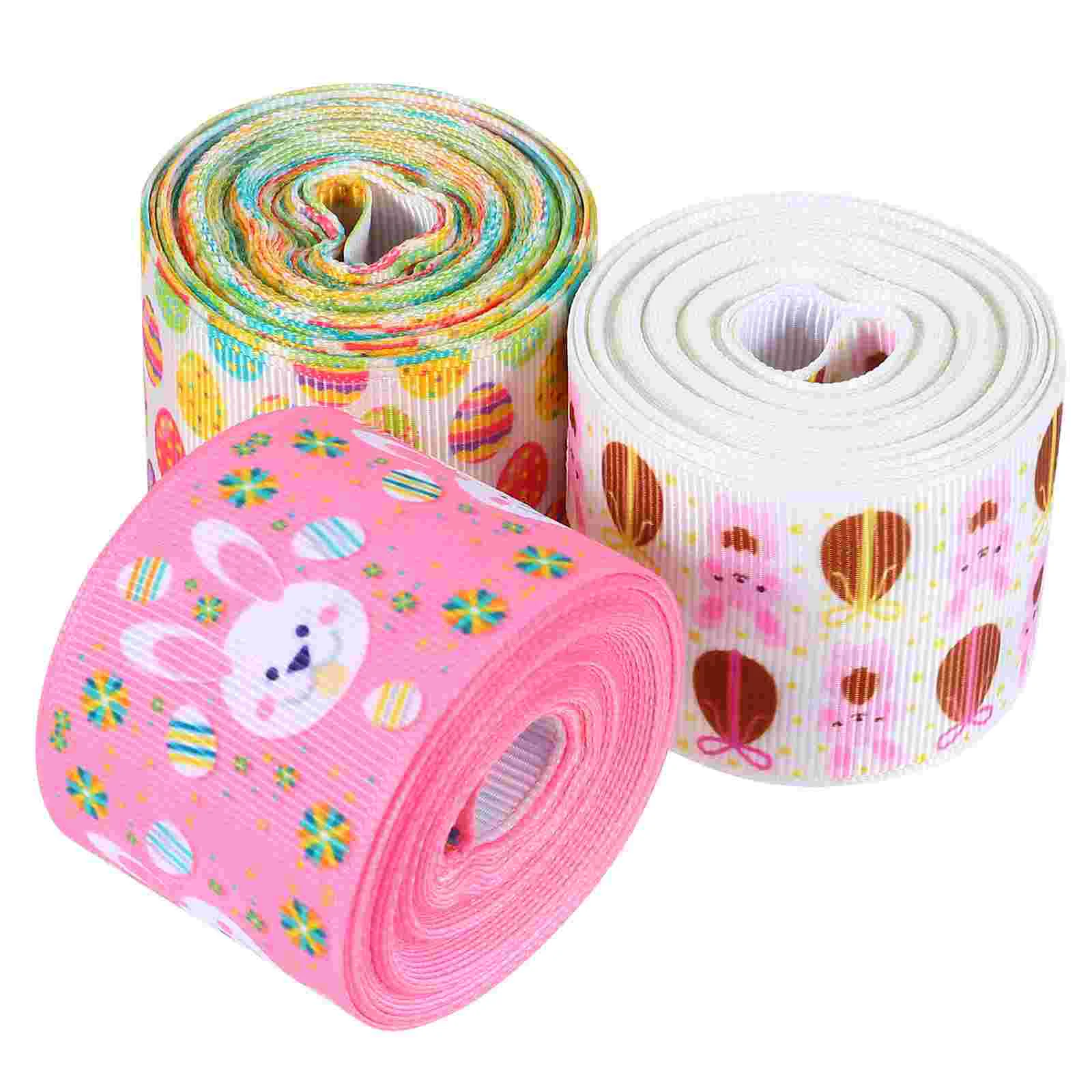 

3 Rolls Spring Decor Easter Ribbon Craft Making Gift Package DIY Wrapping Child