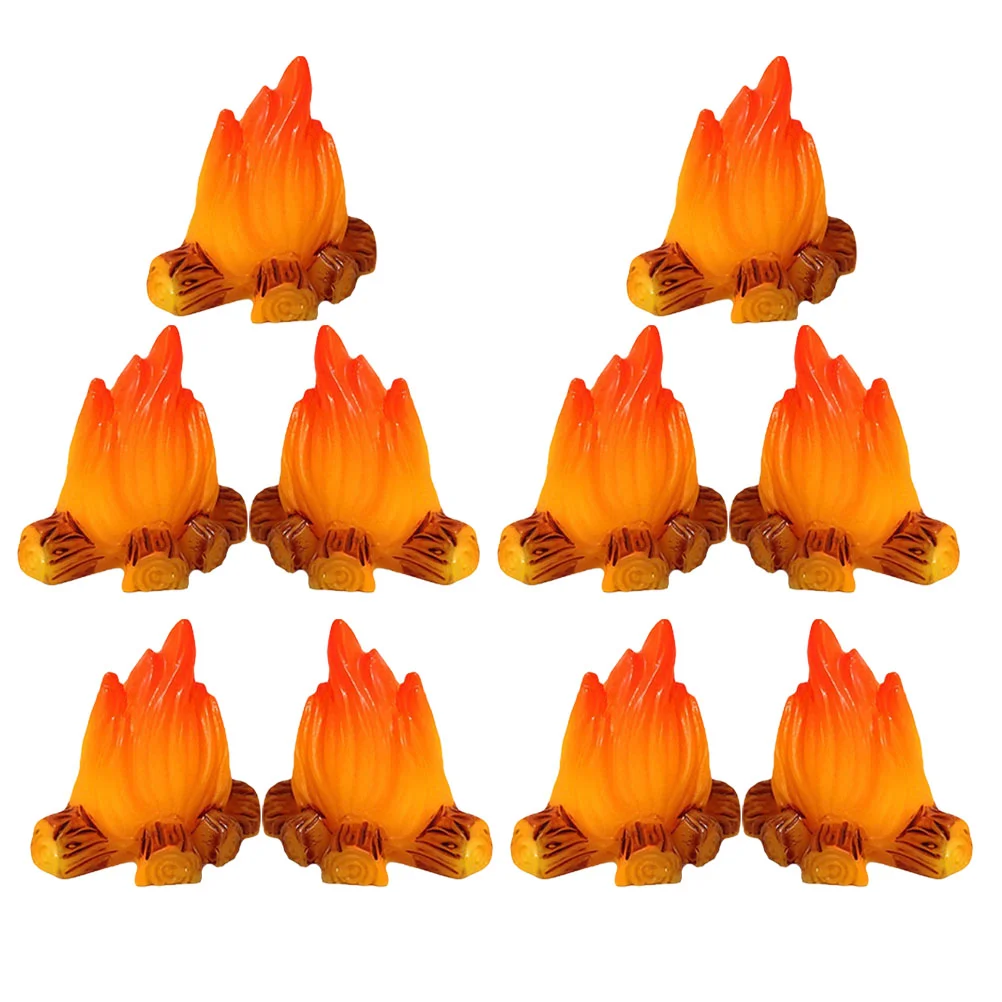 

10pcs Miniature Campfire Model Fire Fake Resin Bonfire Model Miniature Decoration