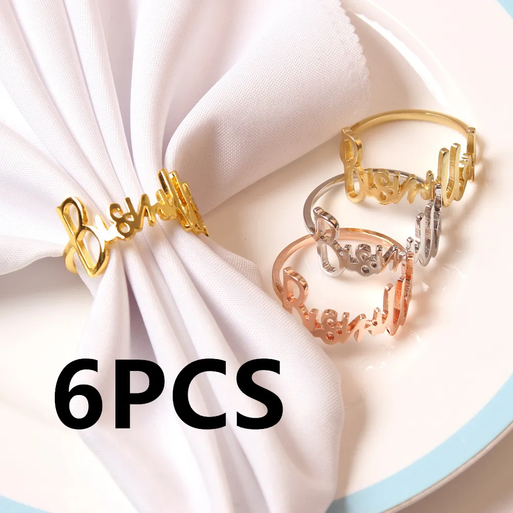 

Модные кольца для салфеток с надписью Bismillah, держатель для салфеток, Пряжка для отеля, западного ресторана, Свадебная вечеринка, домашний декор стола, 1/6 шт.