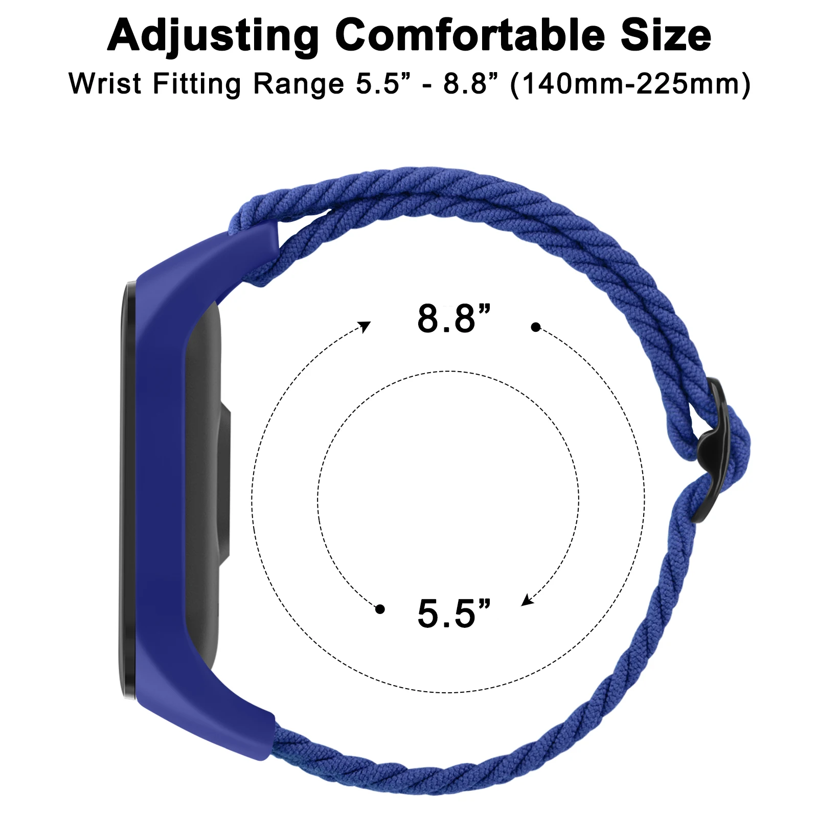 Braided Solo Loop For Xiaomi Mi Band 7 6 5 4 3 Strap Elastic Nylon Adjustable Watchband For Amazfit Band 5 Band Correa Bracelet