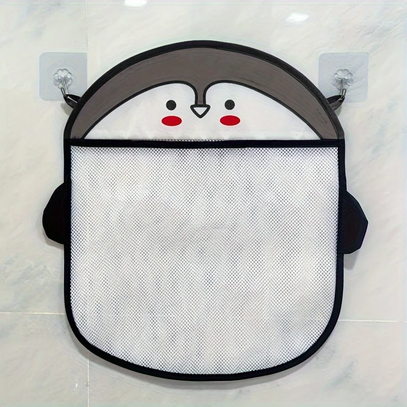 Large Water Resistant Bathroom Mesh Storage Organizer-1pc Cute Animal Design Toy Suction Net Bag with Suction Cups for Shower