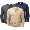 Men's Long Sleeved Henley Neck T-shirt Slim Fit Bottoming Shirt Fitness Tops Tees Button Neck Casual Cozy Tshirt 1