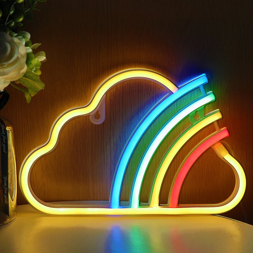 

Wholesale Popular Rainbow With Cloud LED Neon Kindergarten Art School Decoration Wall Lamps For Child Baby Room Night Lights