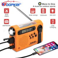 Woopker Emergency Radio 2000mAh AM/FM/SW Solar Hand Crank Charging with Power Bank and Flashlight Multifunction Emergency Radio