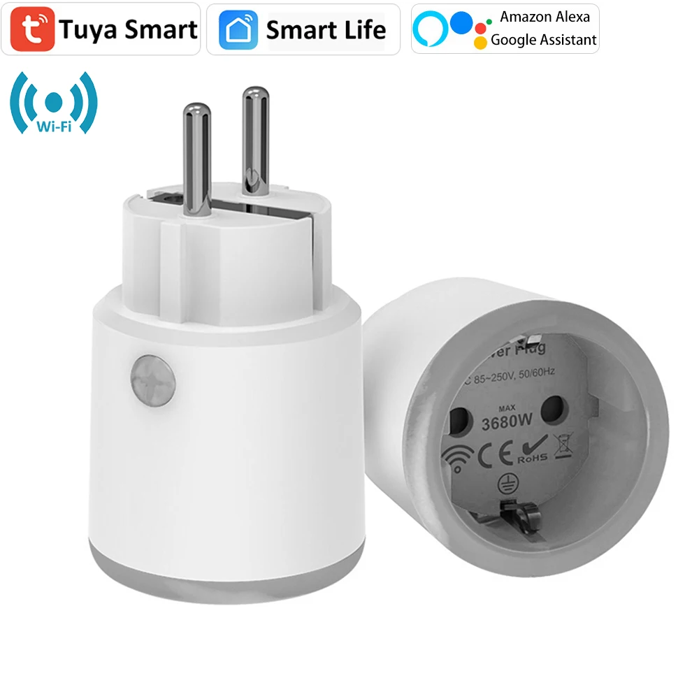 TUYA Smart Life APP Monitor ปลั๊ก WiFi + ซ็อกเก็ตบลูทูธ EU 16A Power การตรวจสอบ Timing Voice Control ทํางานร่วมกับ Alexa Google Home 1