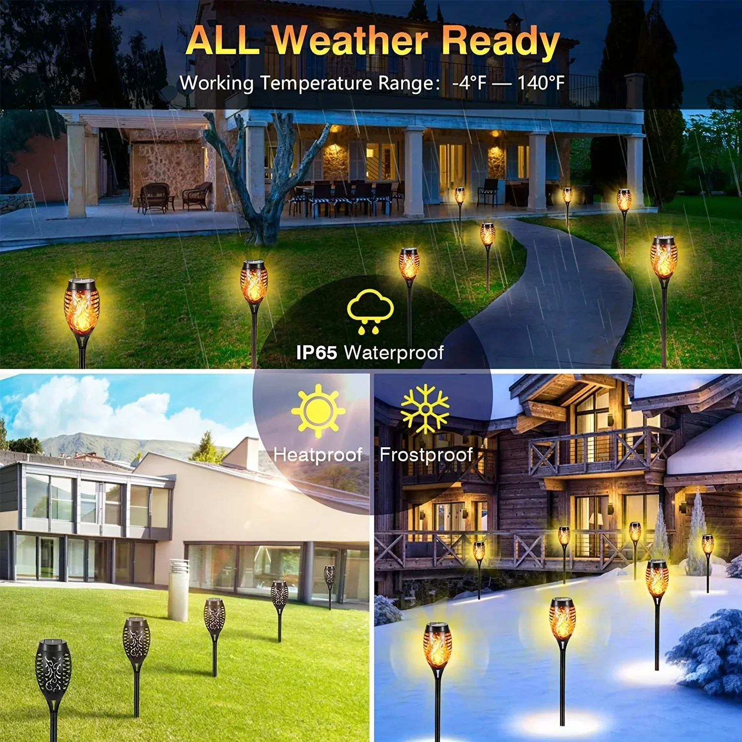 Garden Decoration Lamps 1-6Pack 12LED Solar Flame Torch Light Flickering Light