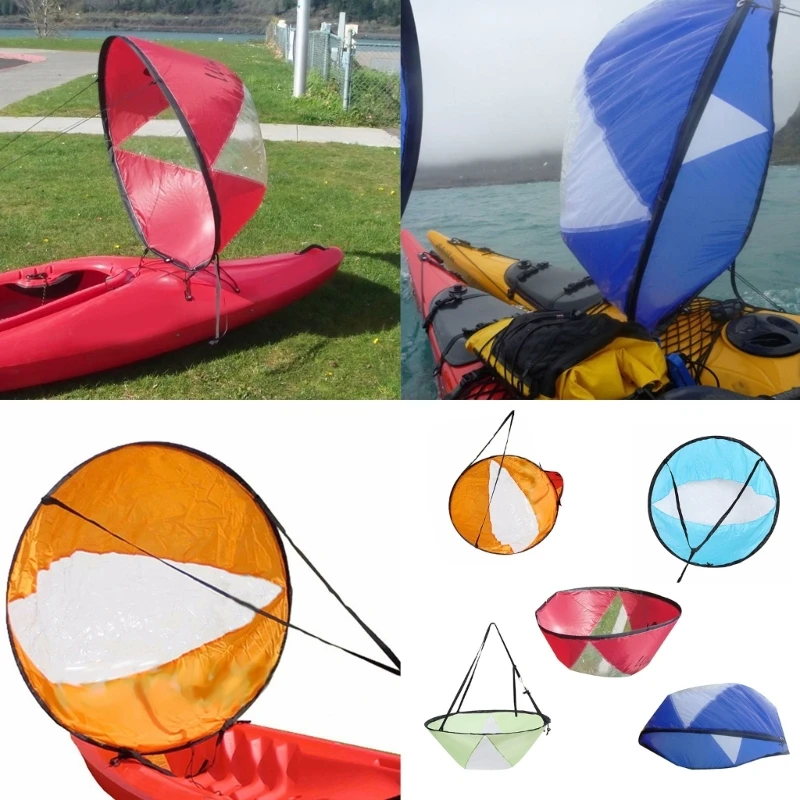 Foldable Kayak Sail Clear Window Downwind Kayak Sail Windsurfing for Kayaks, Canoes, Inflatable Boats Enduring