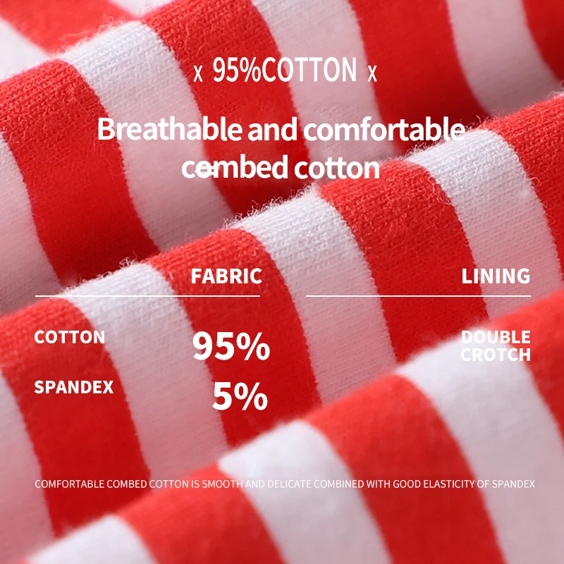 Nanjiren Men Underwear Healthy Fabric Boxer Pure Cotton Stripe Underpants Soft Breathable Bouncy Not Easy To Fade Male Panties