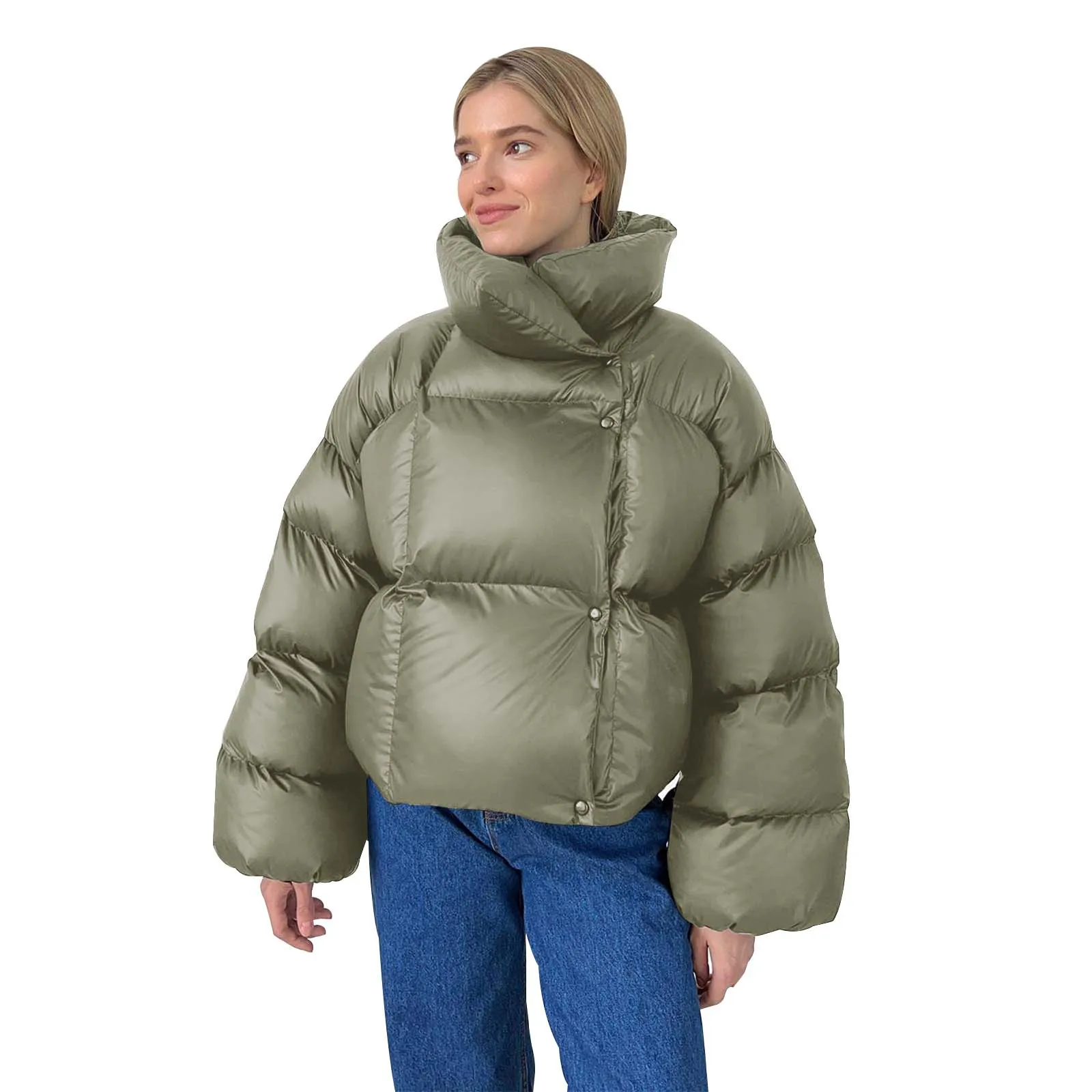 Winter Quilted Jacket Women Thick Warm Parkas Cropped Hooded Jackets High Street Solid Cotton Padded Outwear Puffer Outwear 2
