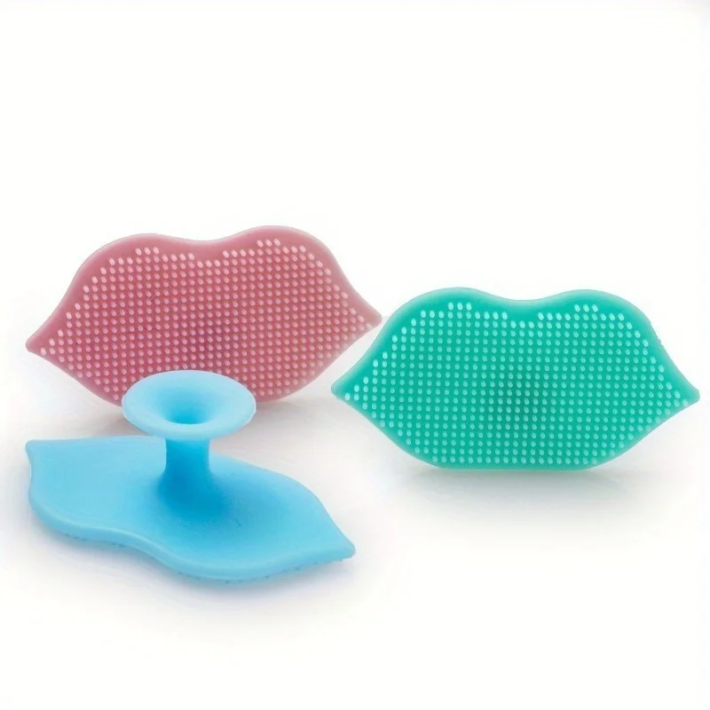 2pcs Exfoliating Lip Brushes with Sucking Cup Bendable Soft Lip Scrubbers Lip Cleaning Scrub Brush Tool