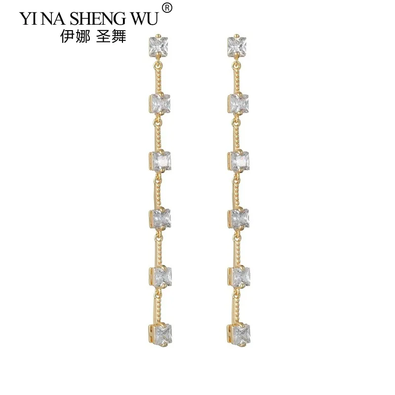 925 Silver Needle Long Tassel Earrings Women's Simple Fashion Trend Zircon Earrings Daily All-match Jewelry Bridal Earrings