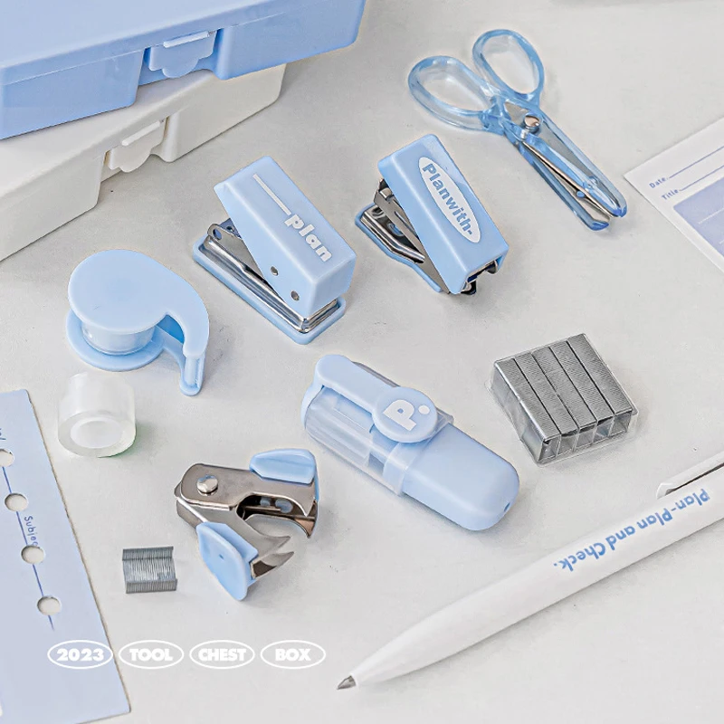 Portable Punch Stapler Toolbox Set