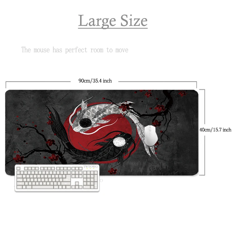 Mouse Pad Gamer Yin Yang Aesthetics XL Custom Computer Large Mousepad XXL keyboard pad Mouse Mat Office Natural Rubber Computer