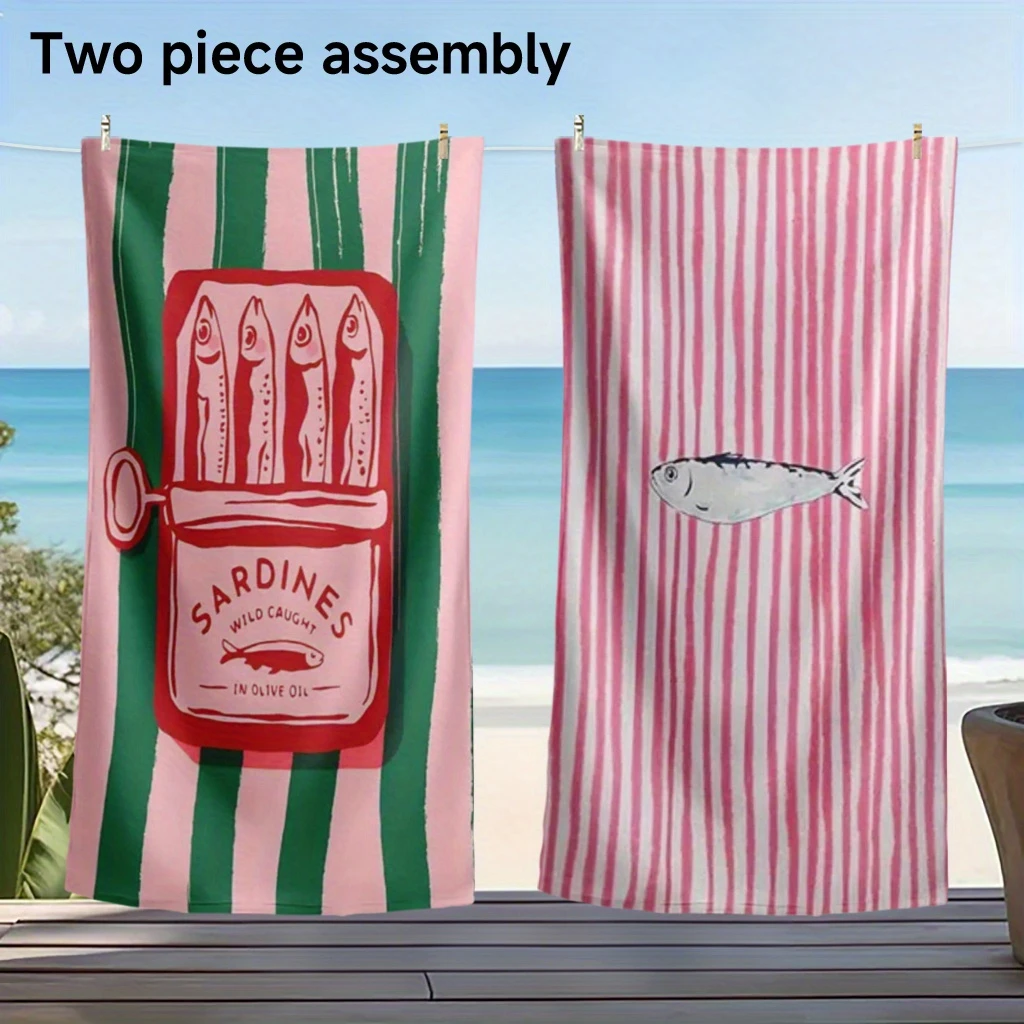 Set Of 2 Assorted Summer Beach Towels Ocean Turtle Starfish Prints_voghion.com