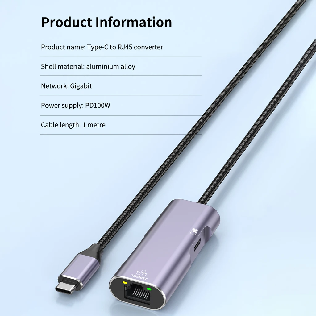 Typ C zu Gigabit Netzwerkkarte Telefon Netzwerkkabel Konverter PD100W Schnellladeadapter für iPhone Huawei Live Broadcast – Detail 10