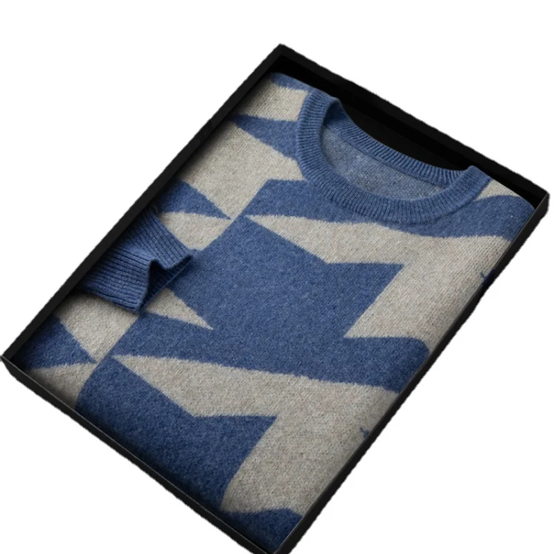 

Новое поступление, зимний плотный мужской свитер из 100% чистого кашемира с круглым вырезом, универсальный шерстяной свитер, Модный Размер