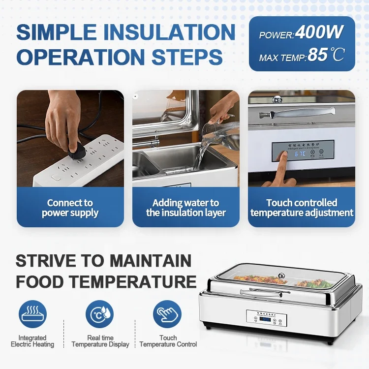 Stainless Steel Buffet Food Warmer Stove With Electric Heater Chafing Dishes For Catering Serving Dish