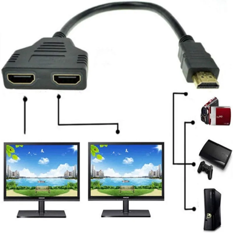 HD 1080P V1.4 2 Dual Port Y Splitter compatible Splitter One Input to Two Output Adapter Cable for Playstation TV Camera Convert vga extender splitter