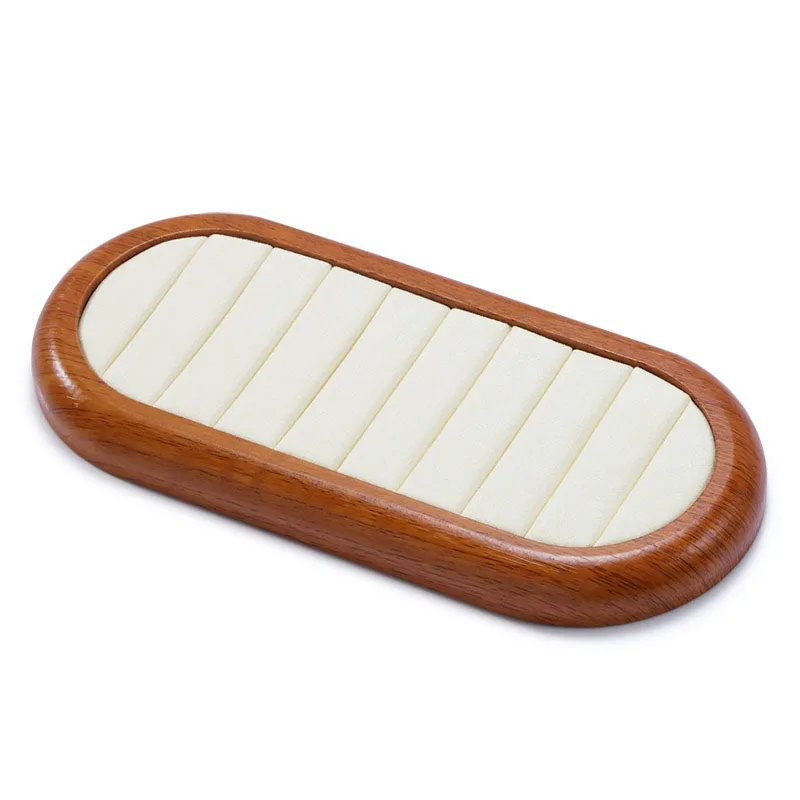 

Wood Microfiber Ring Storage Tray Earrings Display Tray Trinket Separators Props Women's Jewelry Showcase for Exhibitors Jeweler