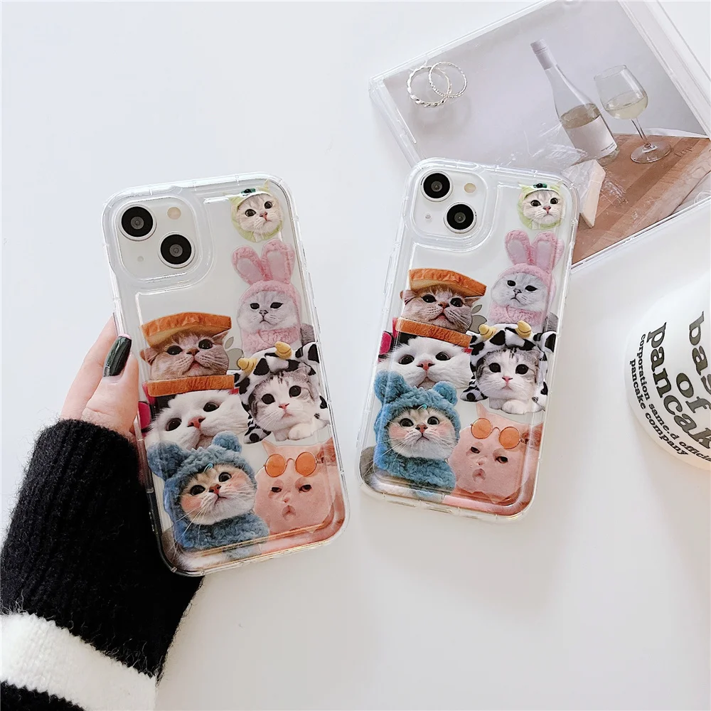 Bella Custodia Morbida Per Telefono Animale Gatto Per Iphone 11 12 13 14 Pro Max Cover Per Apple Iphone 13Promax 14Pro Custodie Fundas