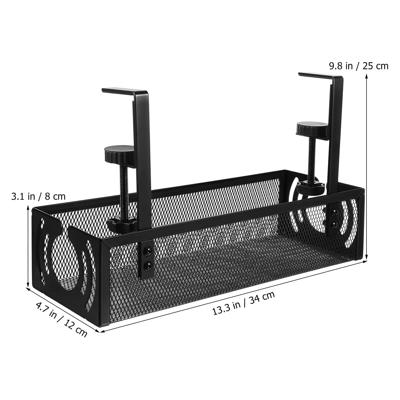 1세트 책상 아래 케이블 정리 트레이 클램프형 와이어 정리대 미끄럼 방지 조절 가능 사무실 가정용 게임용 책상 코드 보관함