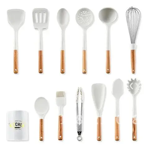 

Silicone Kitchenware 1Pcs White New non stick cooking pot Kitchen Cookware Spatula Egg Beaters Shovel Soup Spoon kitchen gadget
