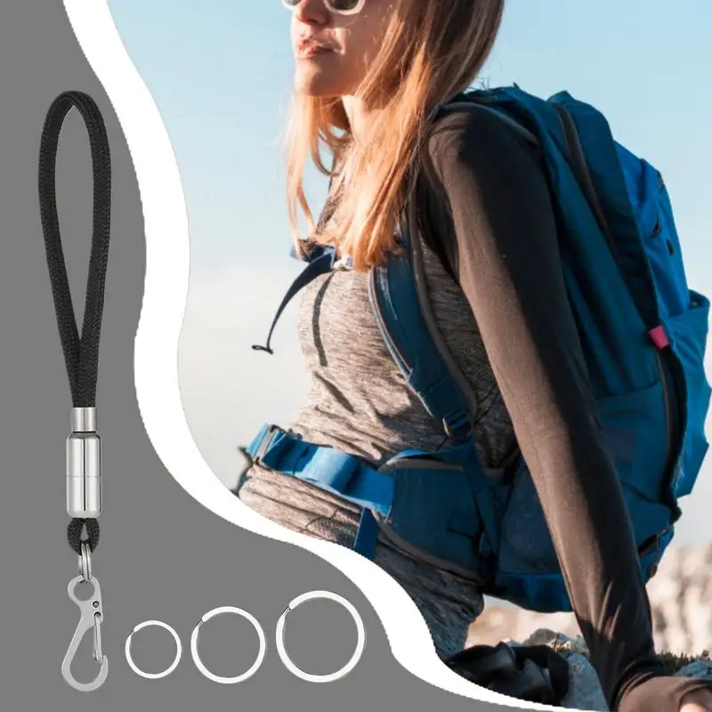 Paracord Lanyard For Keys Heavy Duty Paracord Keychain Clip Badge Holder Buckle Lock Clip Rope Hook 3 Key Rings For Outdoor