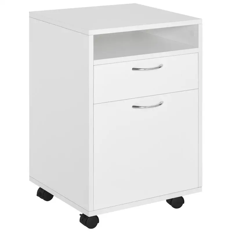 

Mall Mobile Storage Cabinet Organizer with Drawer and Cabinet, Printer Stand with Castors, White