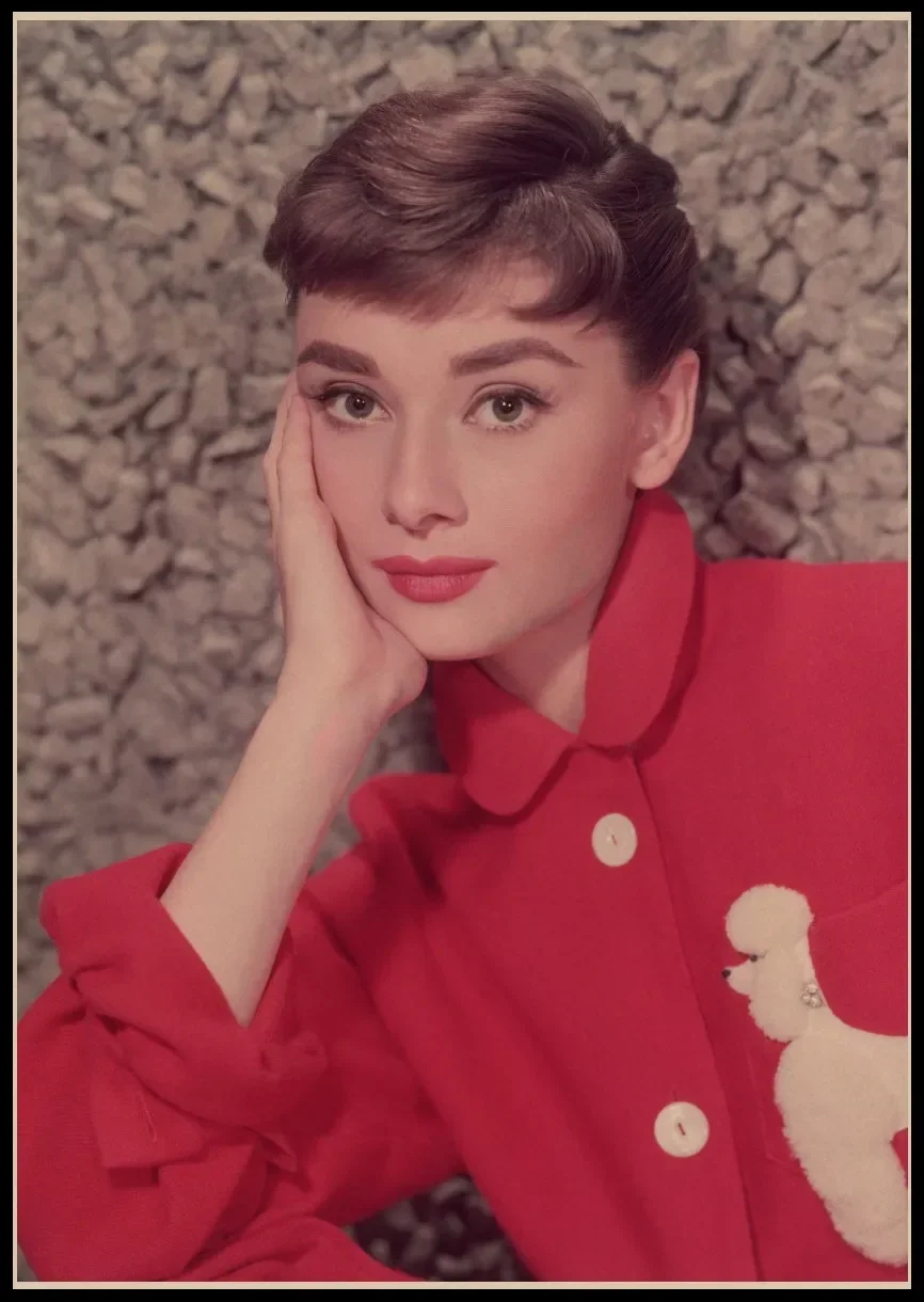 Audrey Hepburn Movie Retro Poster Wall Art Kraft Paper Poster Clear Vintage Picture Bar Cafe Home Room Decoration Wall Stickers