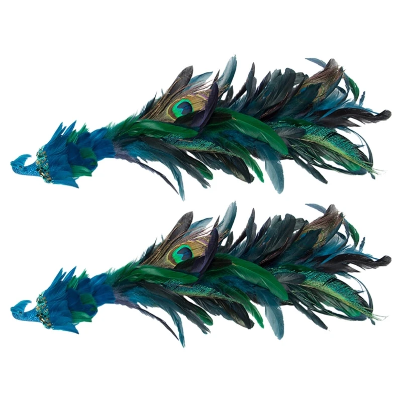 

YYSD набор из 2 шт. имитация длинного хвоста синие павлины декор натуральные перья поделки рождественские украшения елочные