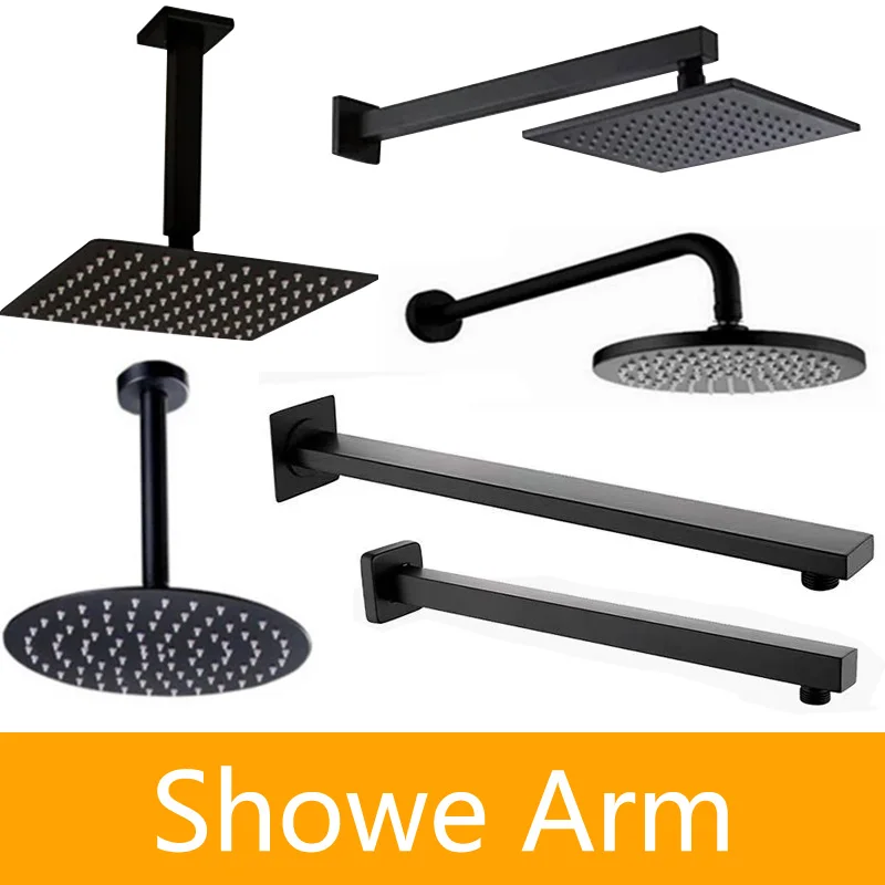 Bathroom Overhead Wall Ceiling Mounted Shower Arm Top Head Ultra Thin