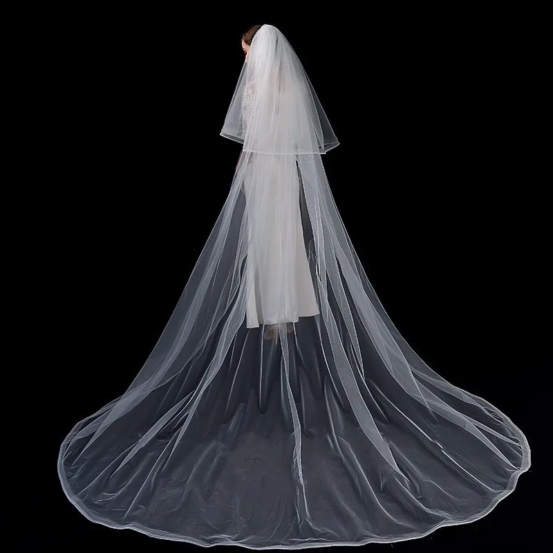 

Two Layers Wedding Veils for Bride Cathedral 2023 with Comb Long Bride Veils Wedding Accessory Bridal Veil Head Piece