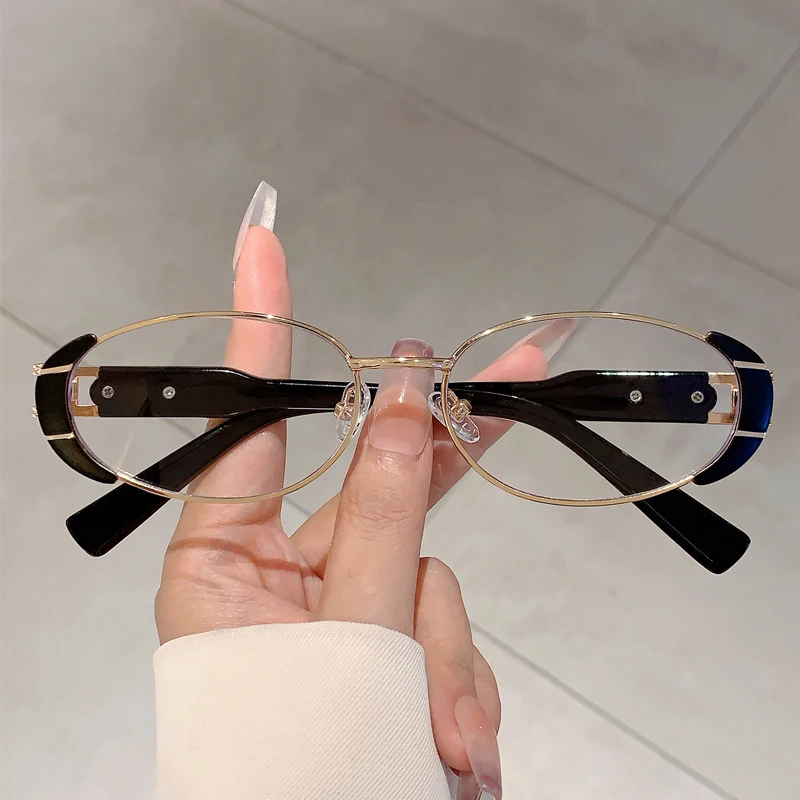 KAMMPT Mode Leopard Dekor Tawny Shades Frauen Retro Oval Metall Trends Sonnenbrille Ins Marke Design Damen Sonnenbrille für Strand – Detail 8