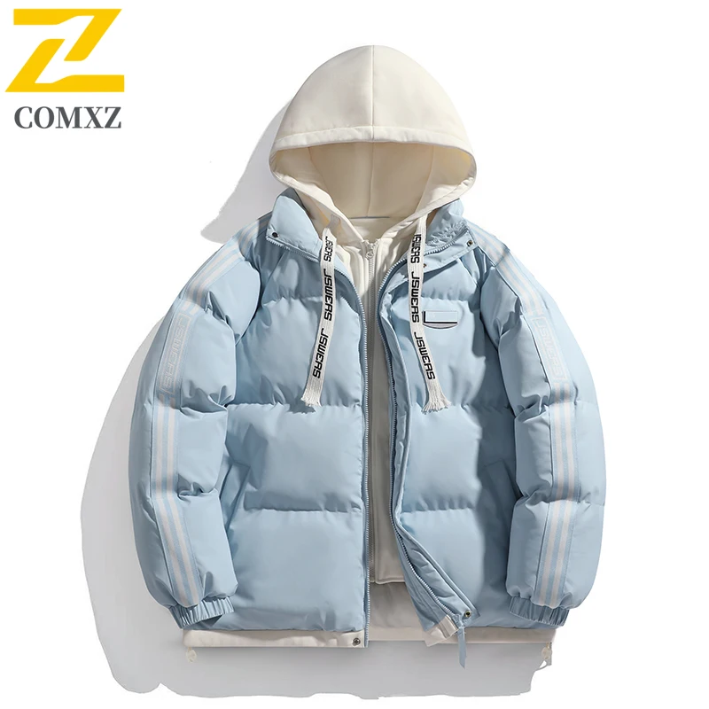 COMXZ 2025 New Men's Hooded 2-in-1 Jacket Autumn Winter Windproof Waterproof Thickened Warm Cotton Outerwear for Daily Outdoor​