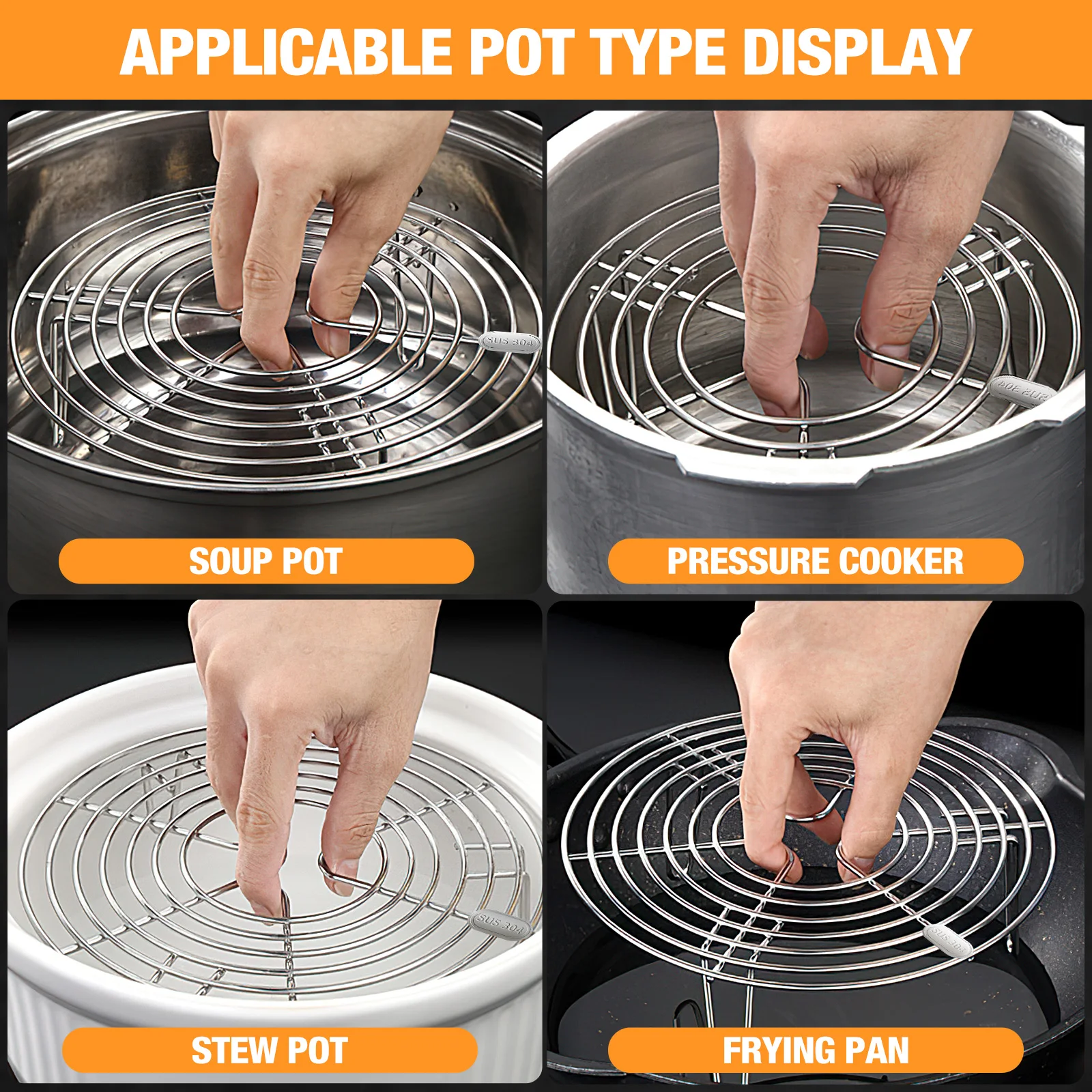Steamer Rack Air Fryer Rack Stainless Steel Rack High Leg Steamer Stand Multi Purpose Cooling Baking Cooking Tools Air Fryer Accessories Kitchen Wire