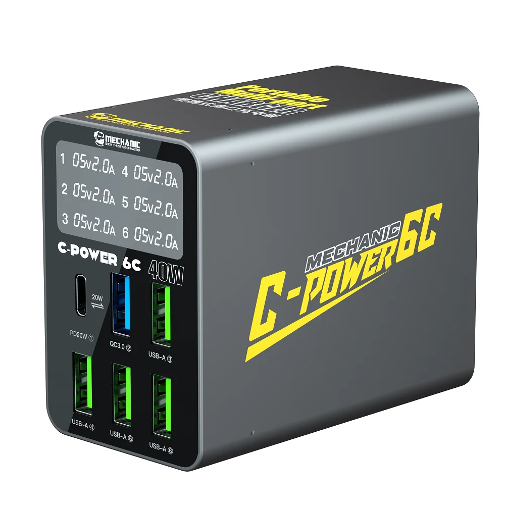 MECHANIC C-POWER Multi-Port USB Fast Charging Station with Intelligent Digital Display