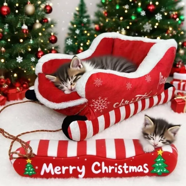 Small Dog Home Bed Convertible Sofa Houses Winter Puppy Accessories Christmas Dogs Accessoires Beds Pup Coop Large Big Pet Bed's 4