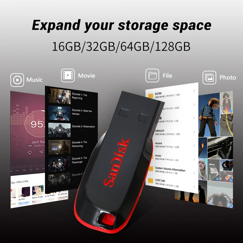 SanDisk Original USB 2.0 Flash Drive – High-Capacity Storage Solution