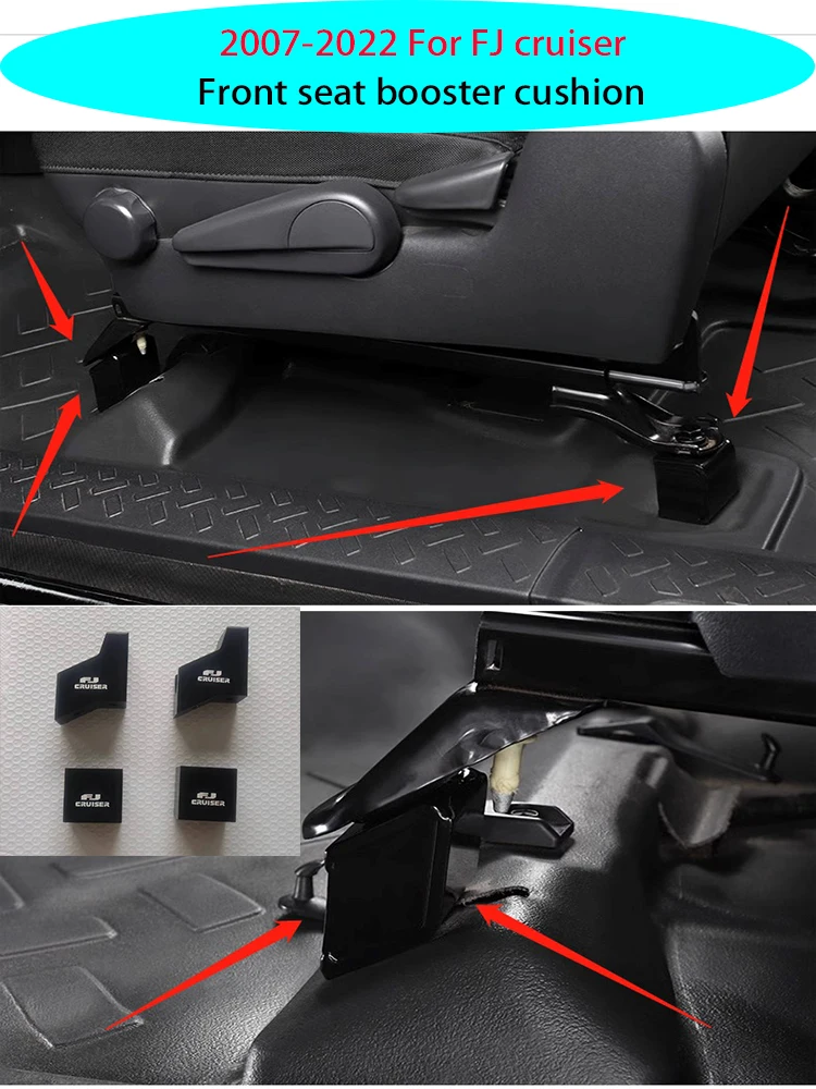 07-22 Toyota FJ 크루저 앞 좌석 알루미늄 합금 높이기 패드 카시트 조절기 좌석 높이기 인테리어 액세서리