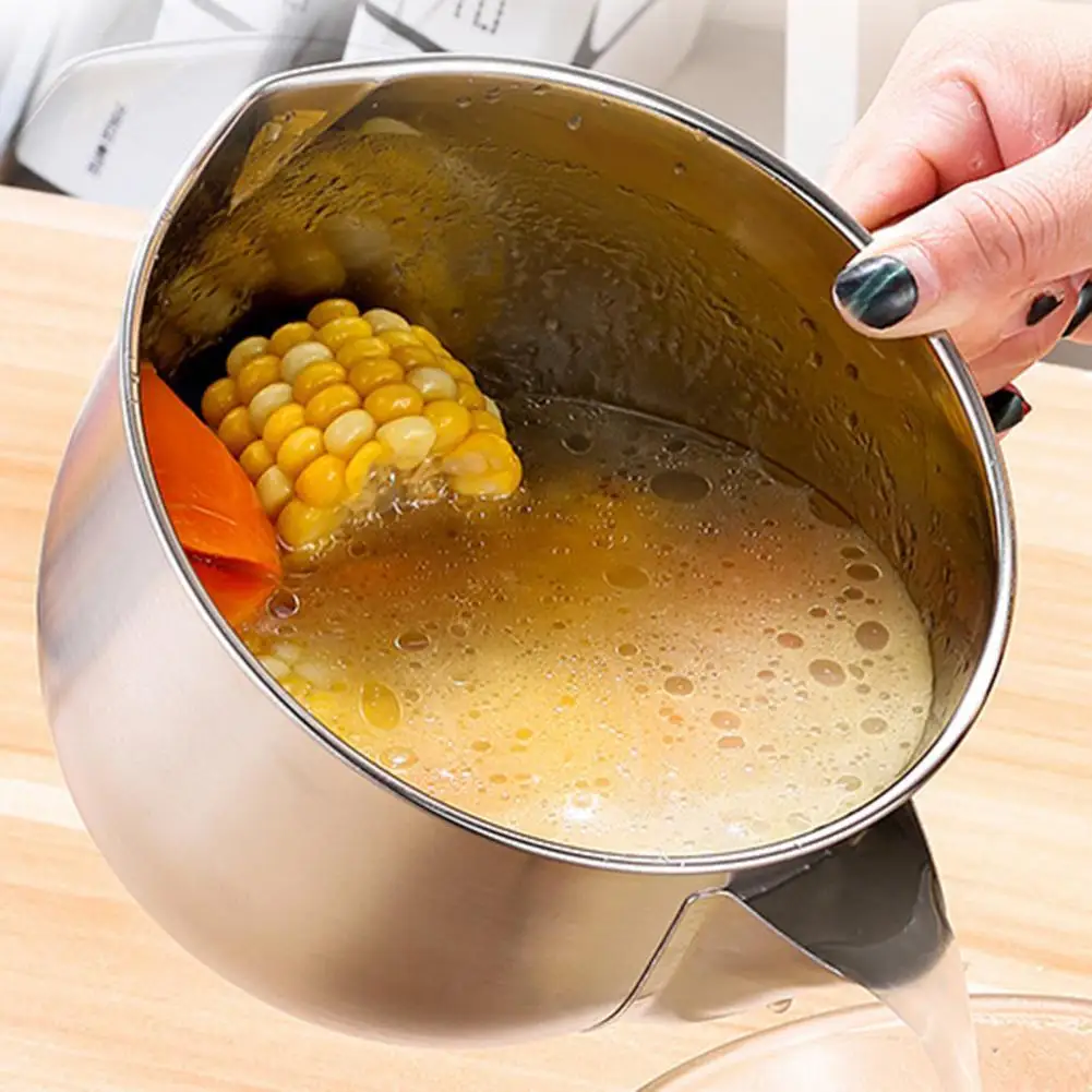 Meat Oil Grease Separator with Handle Multi-use 304 Stainless Steel Two-way Outlet Oil Filter Bowl Kitchen Gadget